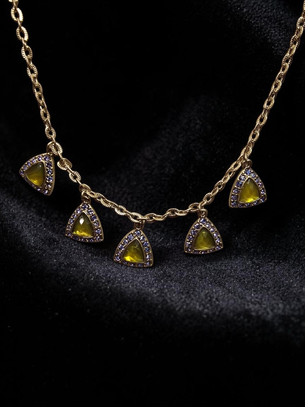 Anne Klein Gold-Tone Necklace with Yellow Triangle Charms
